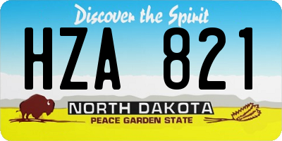 ND license plate HZA821