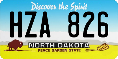 ND license plate HZA826