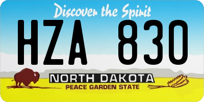 ND license plate HZA830