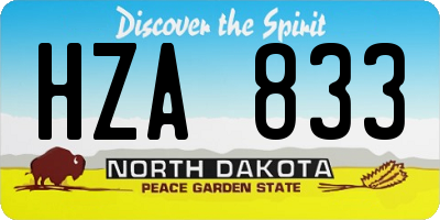 ND license plate HZA833