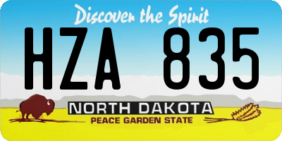 ND license plate HZA835