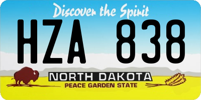 ND license plate HZA838