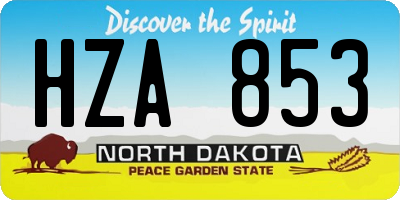 ND license plate HZA853