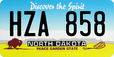 ND license plate HZA858