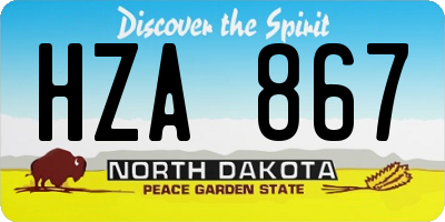 ND license plate HZA867