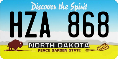 ND license plate HZA868