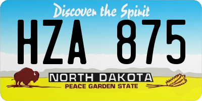 ND license plate HZA875