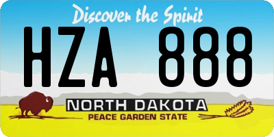 ND license plate HZA888