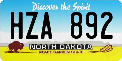 ND license plate HZA892