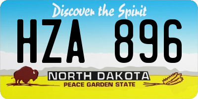 ND license plate HZA896