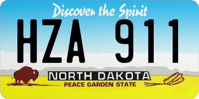 ND license plate HZA911