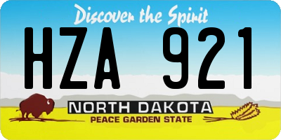 ND license plate HZA921