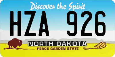 ND license plate HZA926