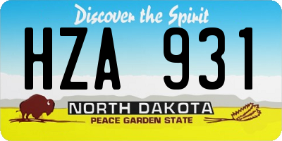 ND license plate HZA931