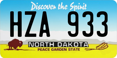 ND license plate HZA933