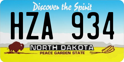 ND license plate HZA934