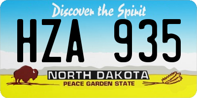 ND license plate HZA935