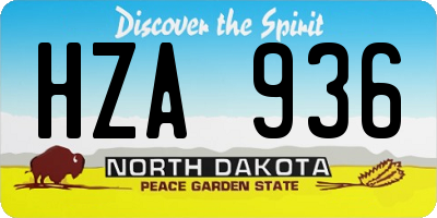 ND license plate HZA936