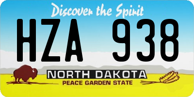 ND license plate HZA938