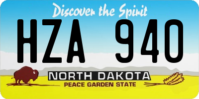ND license plate HZA940