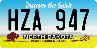 ND license plate HZA947