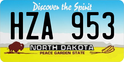 ND license plate HZA953