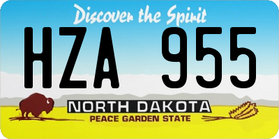 ND license plate HZA955