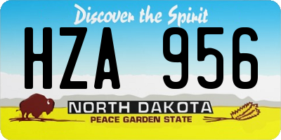 ND license plate HZA956