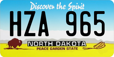ND license plate HZA965