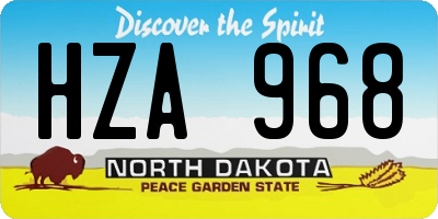 ND license plate HZA968