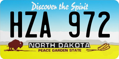 ND license plate HZA972