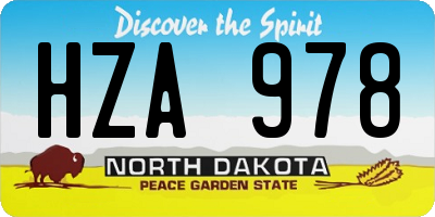 ND license plate HZA978