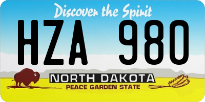 ND license plate HZA980