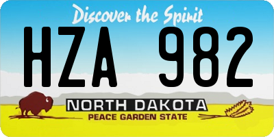 ND license plate HZA982