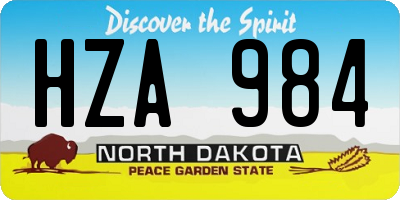 ND license plate HZA984