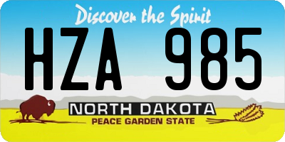 ND license plate HZA985