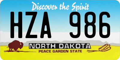 ND license plate HZA986