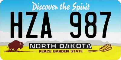ND license plate HZA987