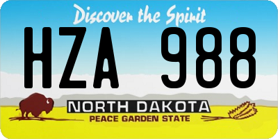 ND license plate HZA988