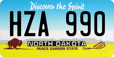 ND license plate HZA990
