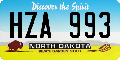 ND license plate HZA993