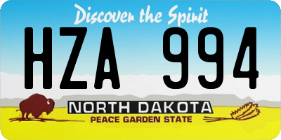 ND license plate HZA994