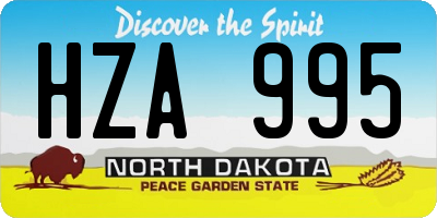 ND license plate HZA995