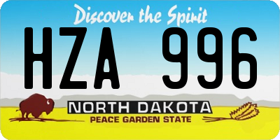 ND license plate HZA996
