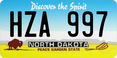 ND license plate HZA997