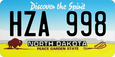 ND license plate HZA998