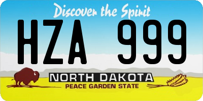 ND license plate HZA999