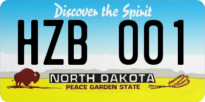 ND license plate HZB001