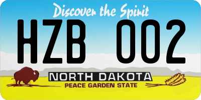 ND license plate HZB002