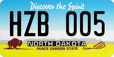 ND license plate HZB005